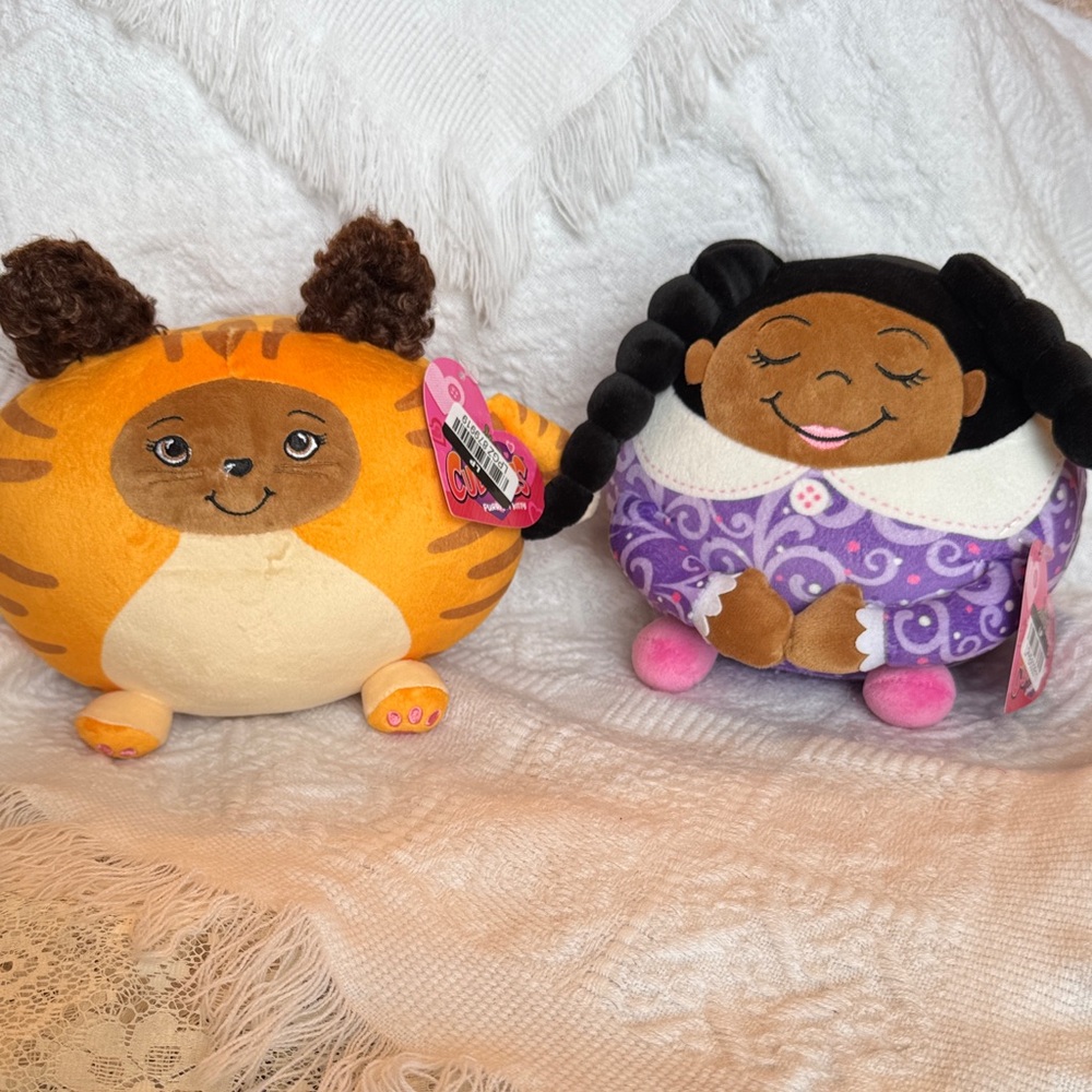 Cuddles The plush orange kitty Ball and Adorable Plush Purple Angel Girl Ball